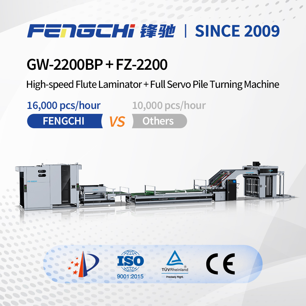 GW-2200BP Flute Laminator & FZ-2200 Stacker